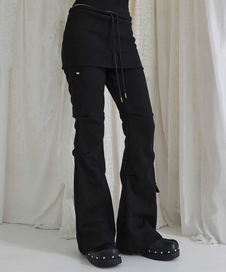 Bootcut Skirt Pants Black