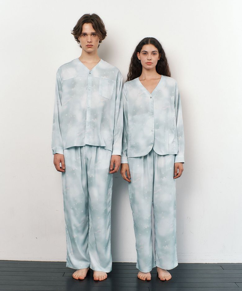 COZY PAJAMA COUPLE SET_sunshine blue
