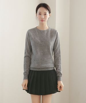 울 100% 라운드넥 니트 스웨터_그레이
