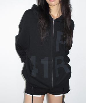 Graphic Zip Up Hoodie / Black