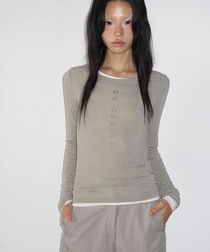 Sheer Long Sleeve Tee / Khaki