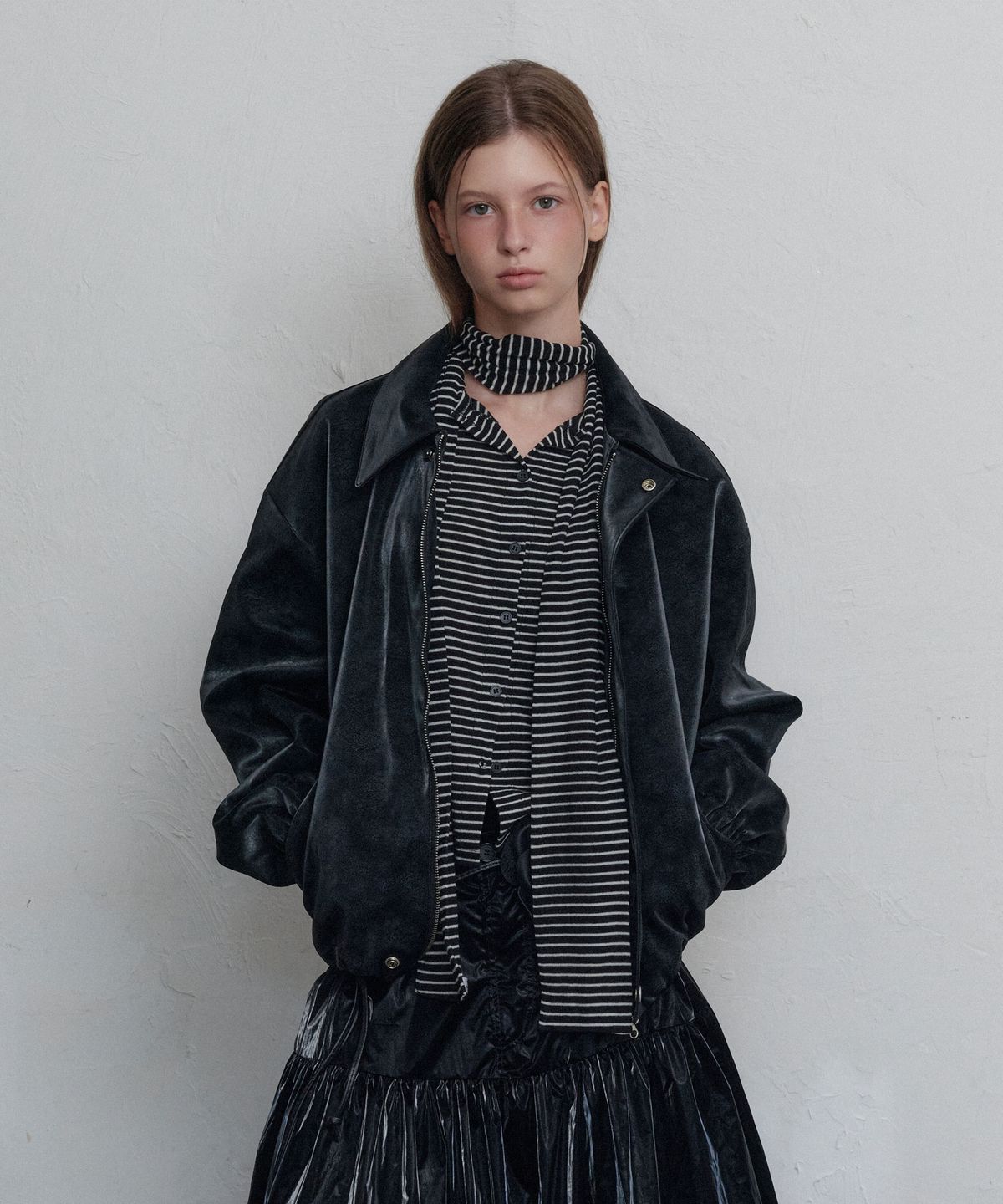 무니쉬(MOONISH) Moon leather blouson jacket (Black)