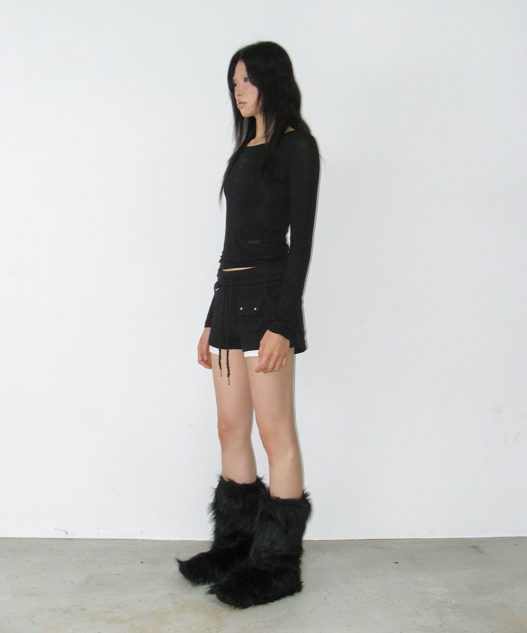 MUSINSA公式 | 41PRAY Folded Shorts / Black