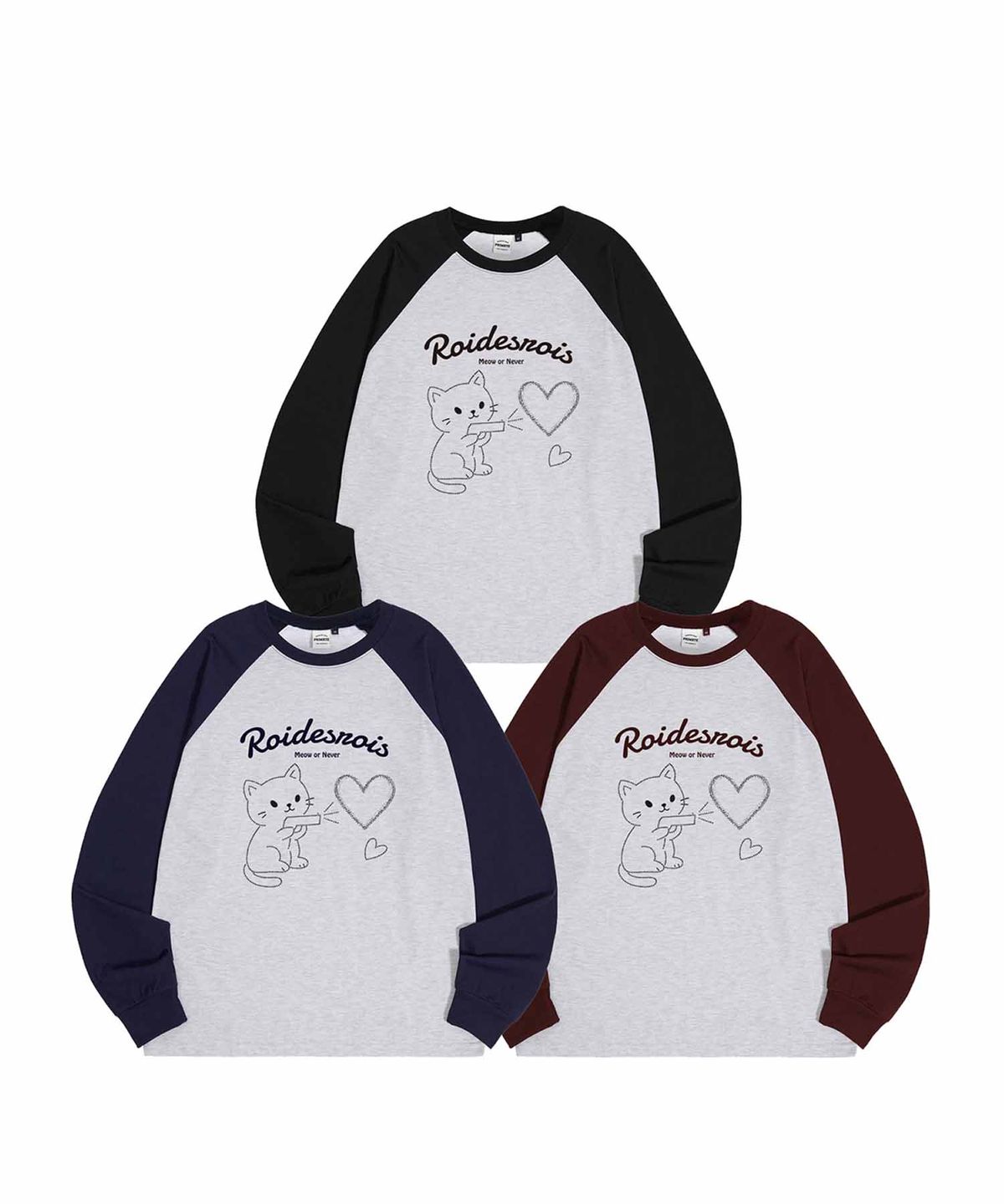 로아드로아(ROIDESROIS) 하트샷 그래픽 래글런 긴팔 티셔츠 (3COLOR)