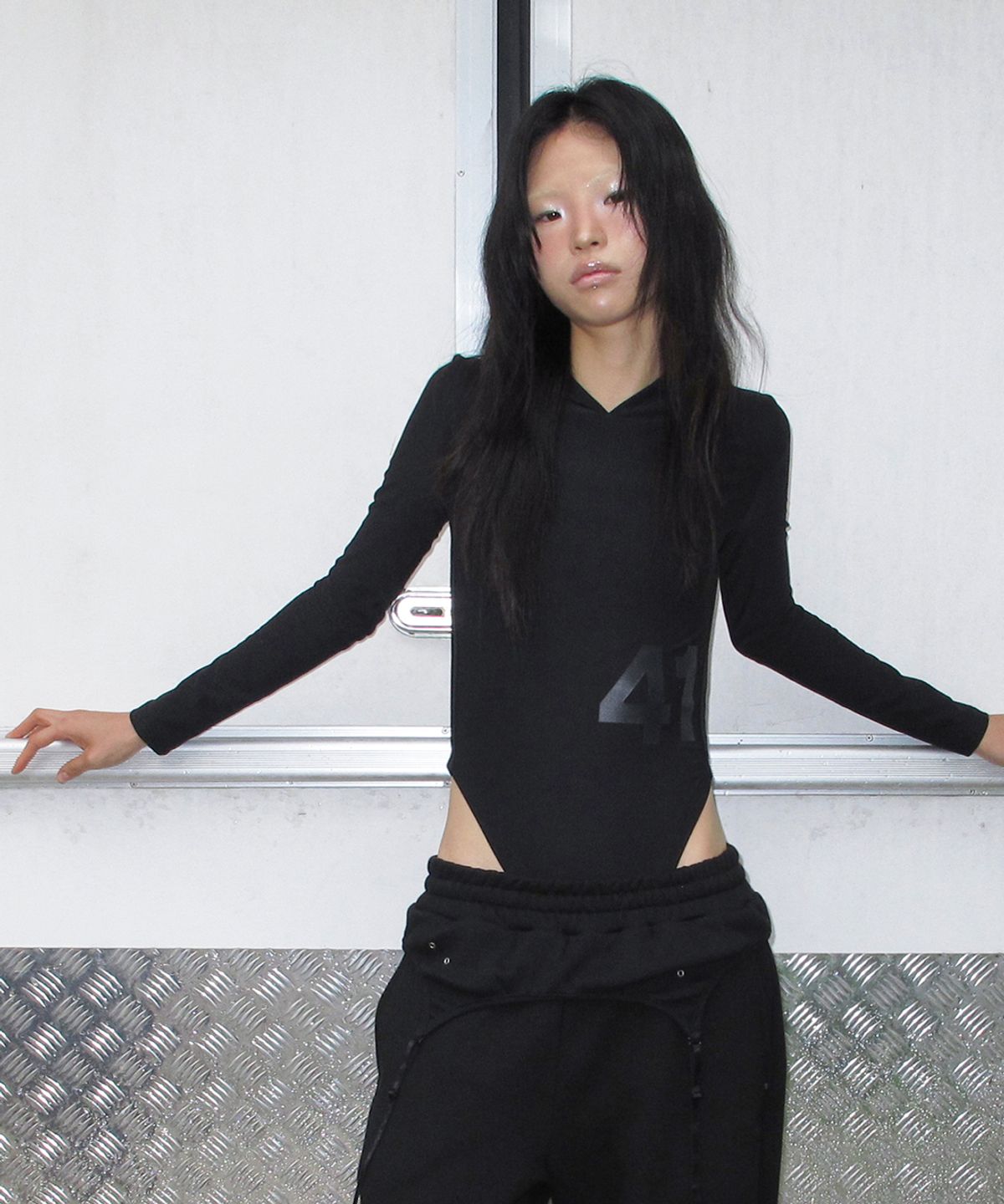 사일프레이(41PRAY) Hoodie Bodysuit / Black