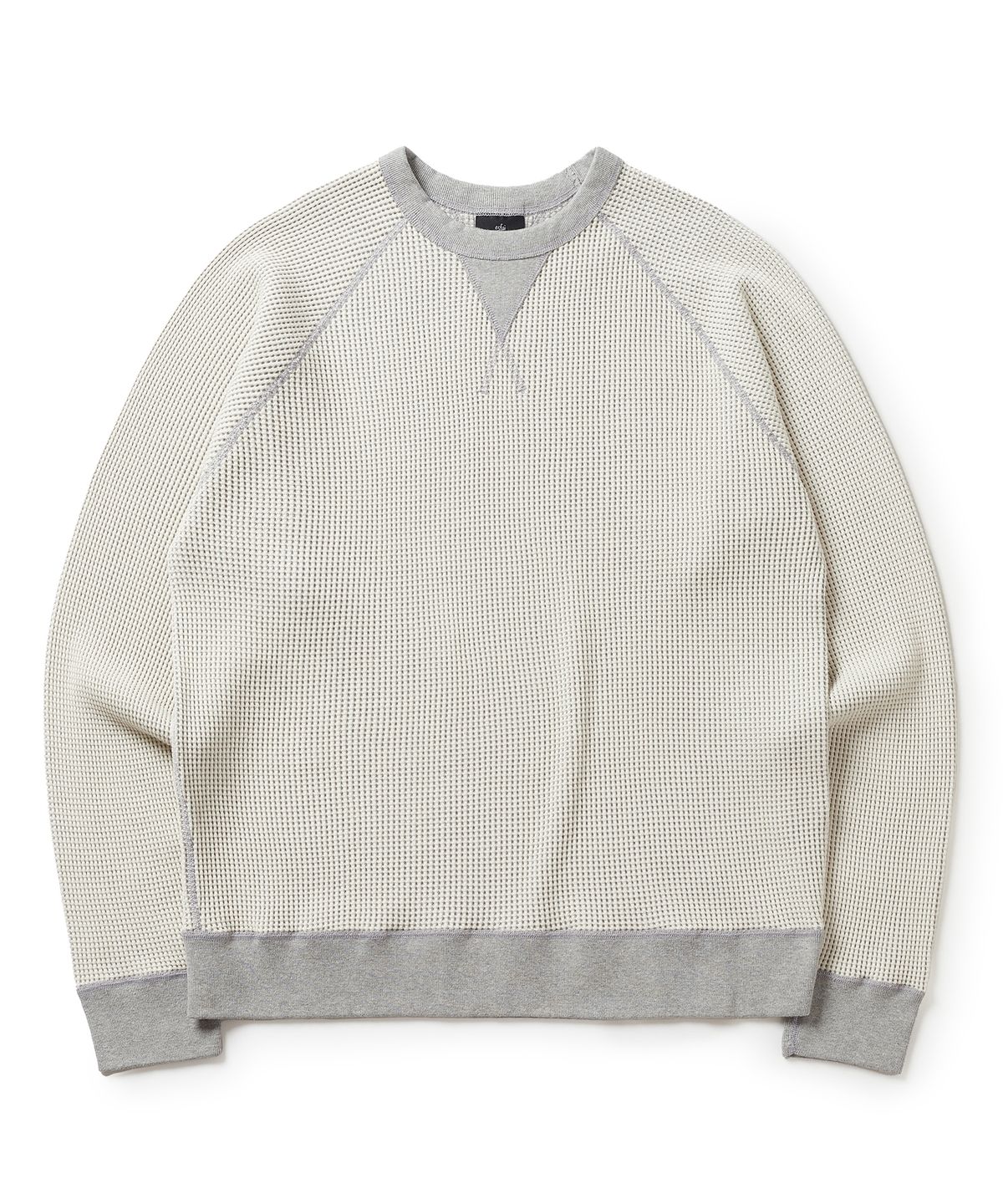 에스파이(ESFAI) TWO-TONE WAFFLE SWEAT SHIRT (OATMEAL)