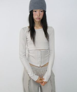 Hooked Cutout Top / Light Grey