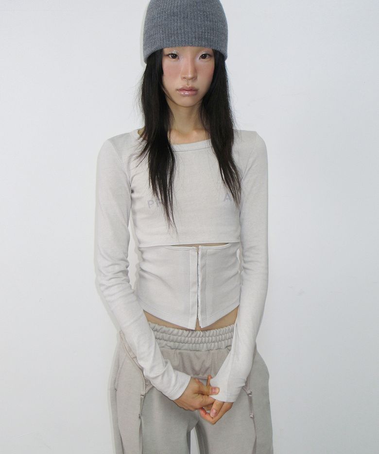 Hooked Cutout Top / Light Grey