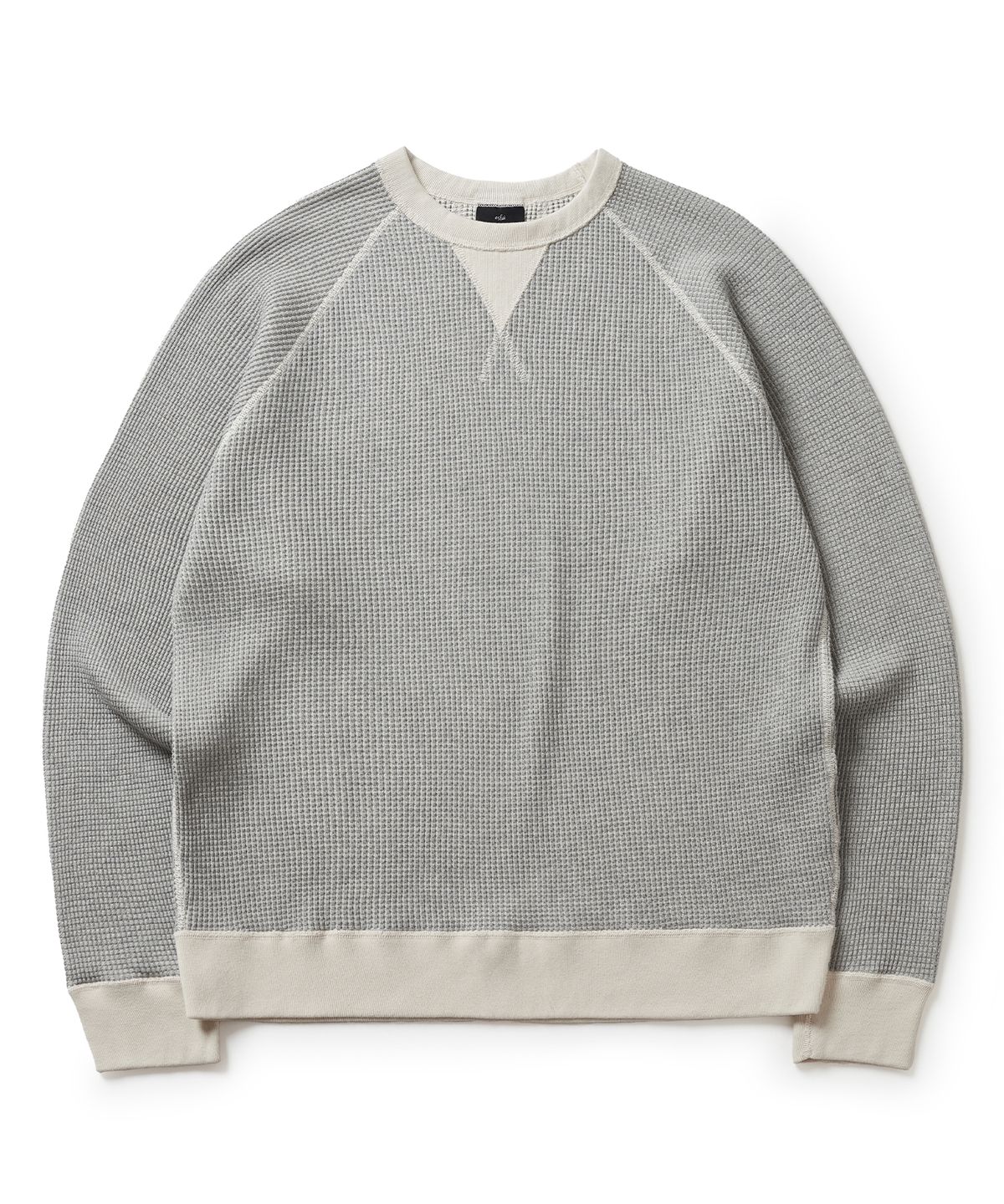 에스파이(ESFAI) TWO-TONE WAFFLE SWEAT SHIRT (MELANGE GREY)