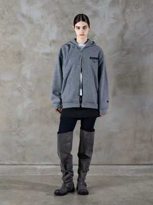 울 져지 후드 집업