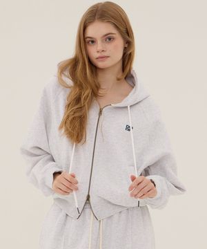 DGDP 스퀘어 크롭 나그랑 후드집업_화이트멜란지