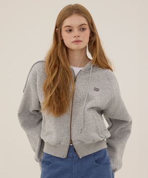 DGDP 스퀘어 크롭 나그랑 후드집업_멜란지그레이