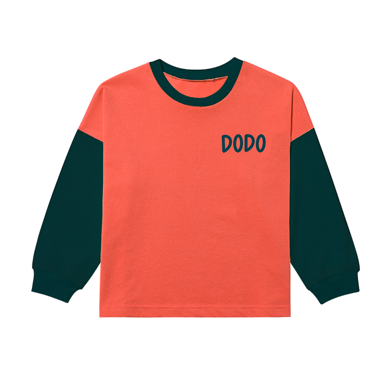 DODO BASIC Oversized T Shirt (Orange/Green)_긴팔티셔츠