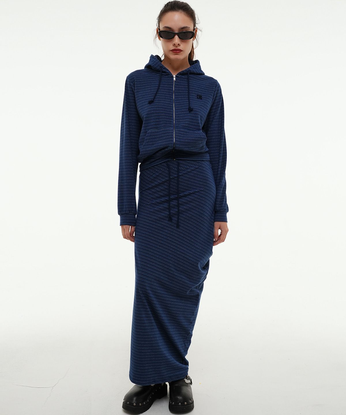 센토르(CENTAUR.KR) CENTAUR STRIPE PEACH LONG SKIRT_NAVY