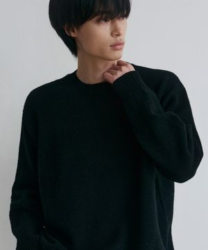 포멀 베이직 라운드 니트 [블랙]
