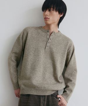 데일리 플레인 헨리넥 니트 [베이지]