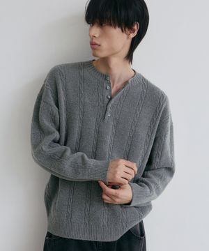 소프트 헨리넥 라운드 긴팔 니트 [그레이]