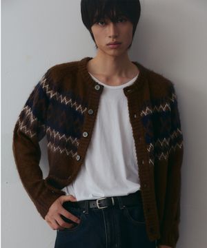 다이아 헤어리 브러쉬 노르딕 가디건 [브라운]