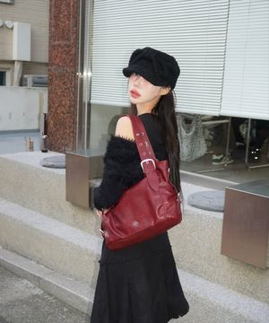 비비 버클 숄더백_버건디