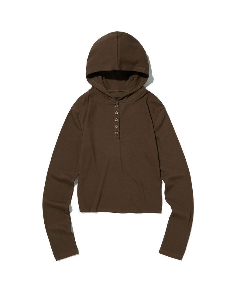 HOODED HENLEY NECK [BROWN]