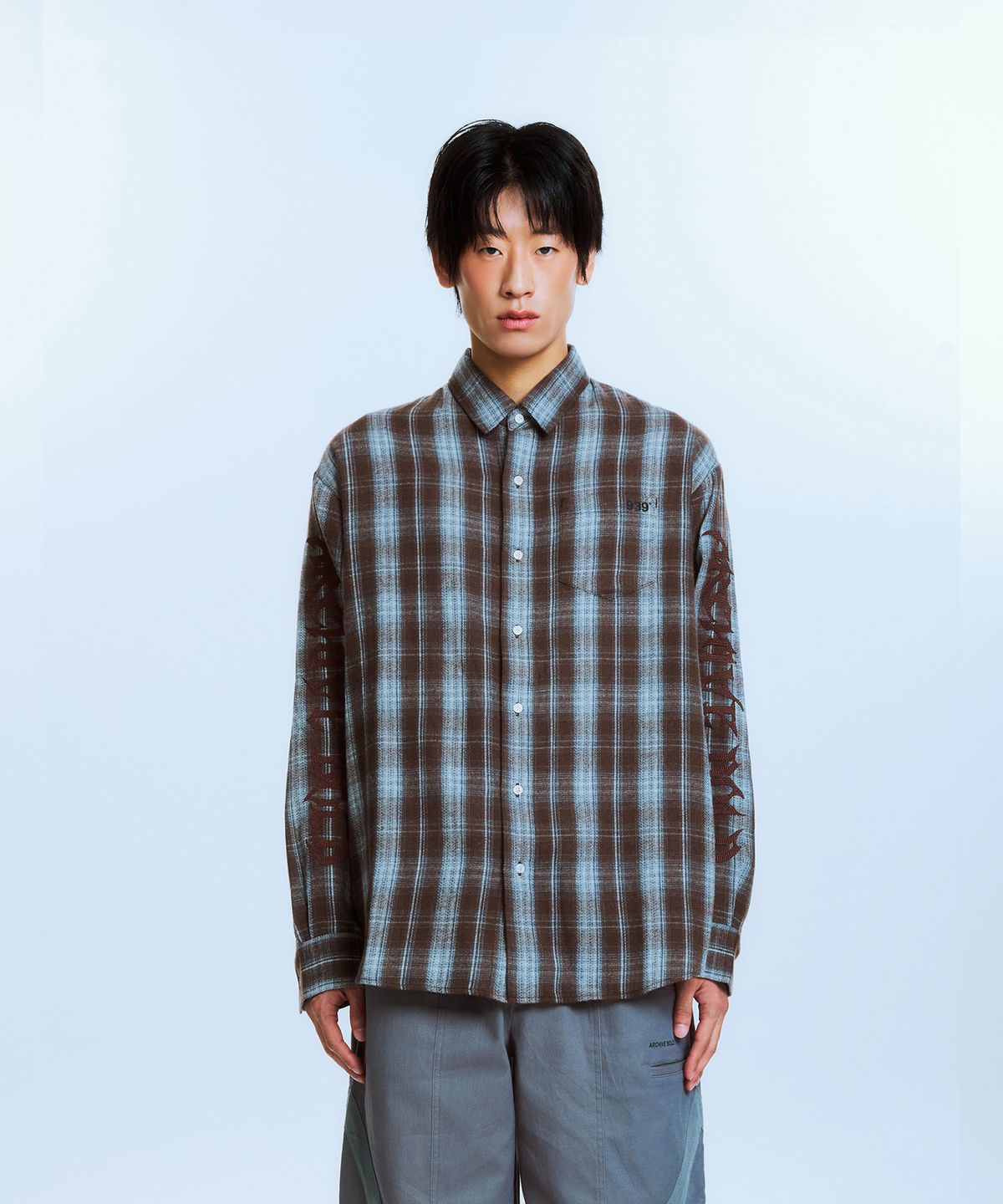 아카이브 볼드(ARCHIVE BOLD) AB EMBROIDERY CHECK SHIRTS (BROWN)