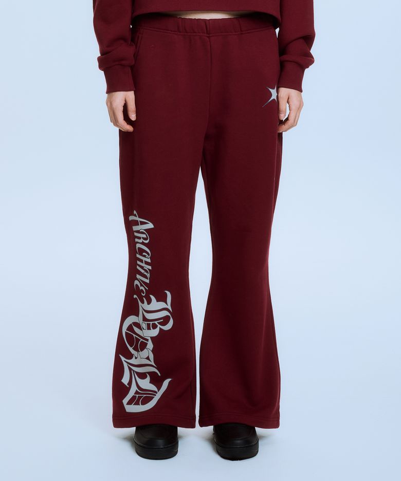 STARDUST FLARE SWEAT PANTS (BURGUNDY)