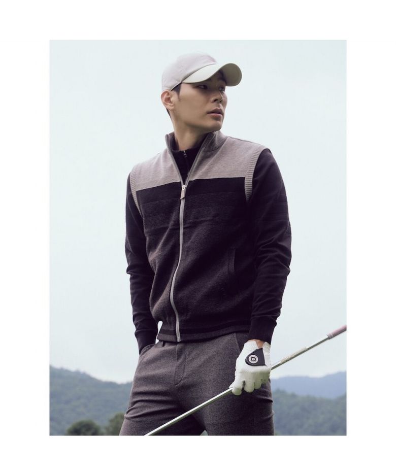 남성 니트 경량 풀집업 카디건 베스트  블랙