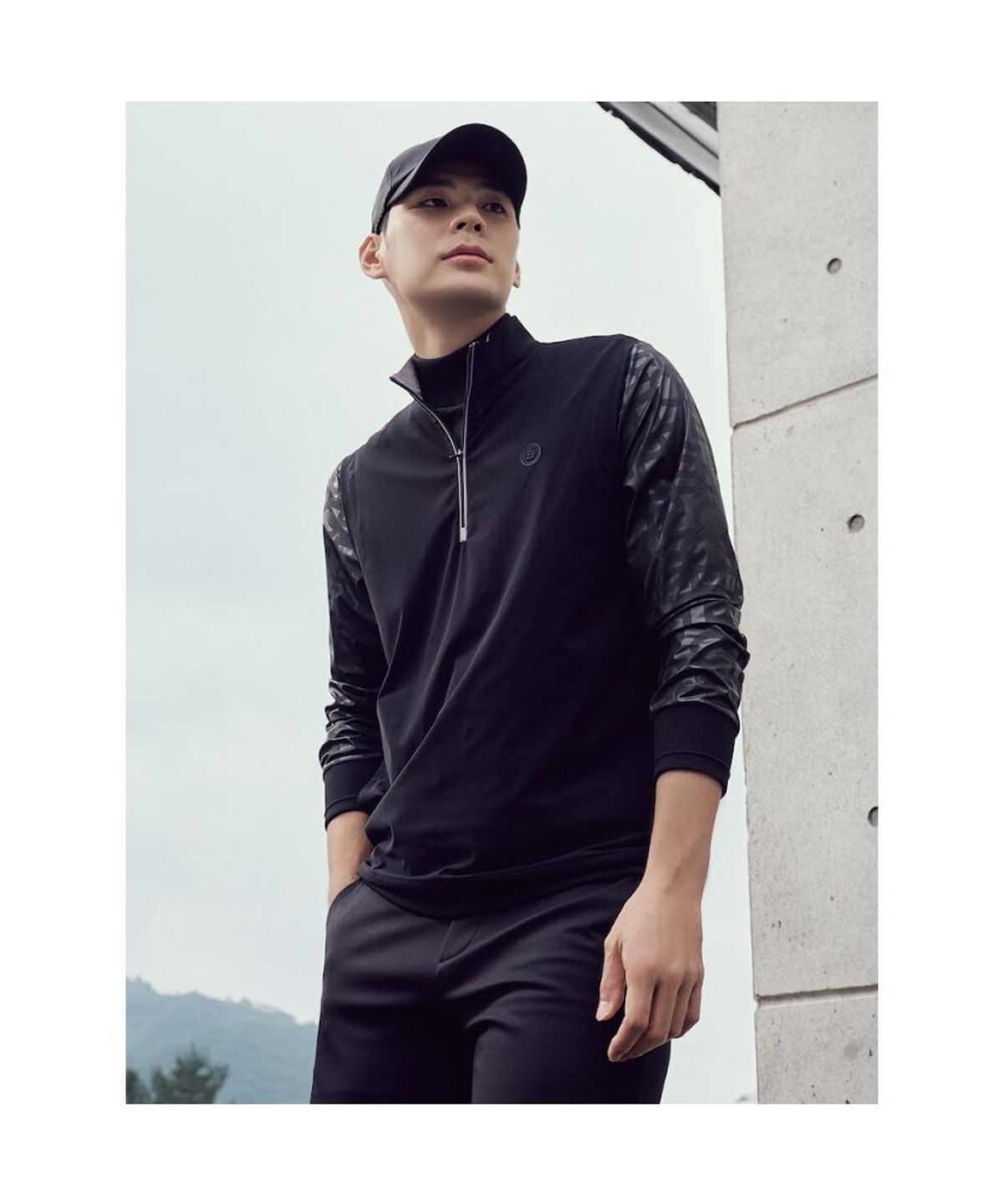 빈폴골프(BEANPOLE GOLF) 남성 니트 배색 하이브리드 베스트  블랙
