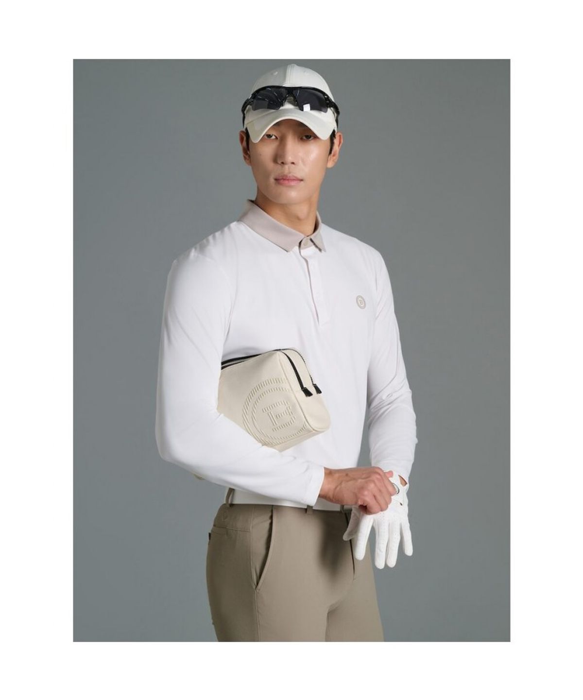 빈폴골프(BEANPOLE GOLF) 남성 액션 밴드 디테일 티셔츠  화이트
