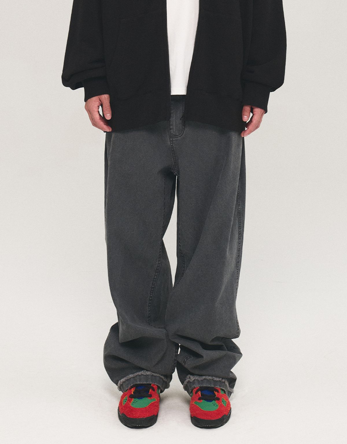 엠엠엘지(MMLG) [Mmlg] WASHED WIDE PANTS (CHARCOAL)