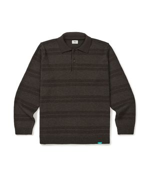 [Mmlg] STRIPE COLLAR KNIT (BROWN)