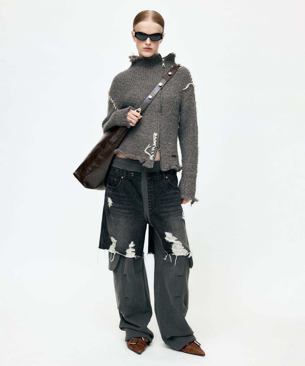 앤더슨벨(ADSB ANDERSSON BELL) HARLOW DAMAGED KNIT JACKET atb1388w(GREY)