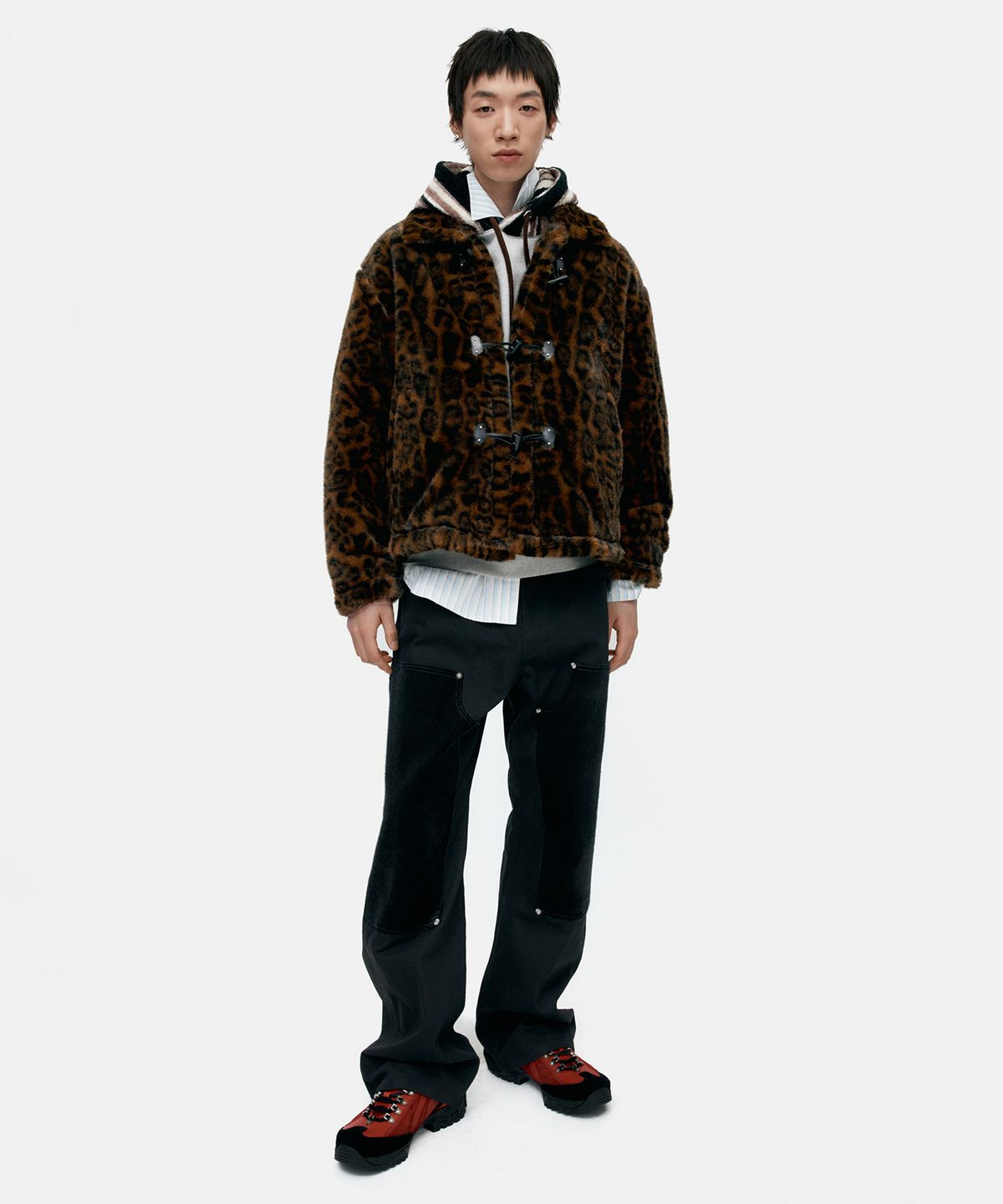 앤더슨벨(ADSB ANDERSSON BELL) UNISEX LEOPARD FUR DUFFLE JACKET awa735u(BROWN)