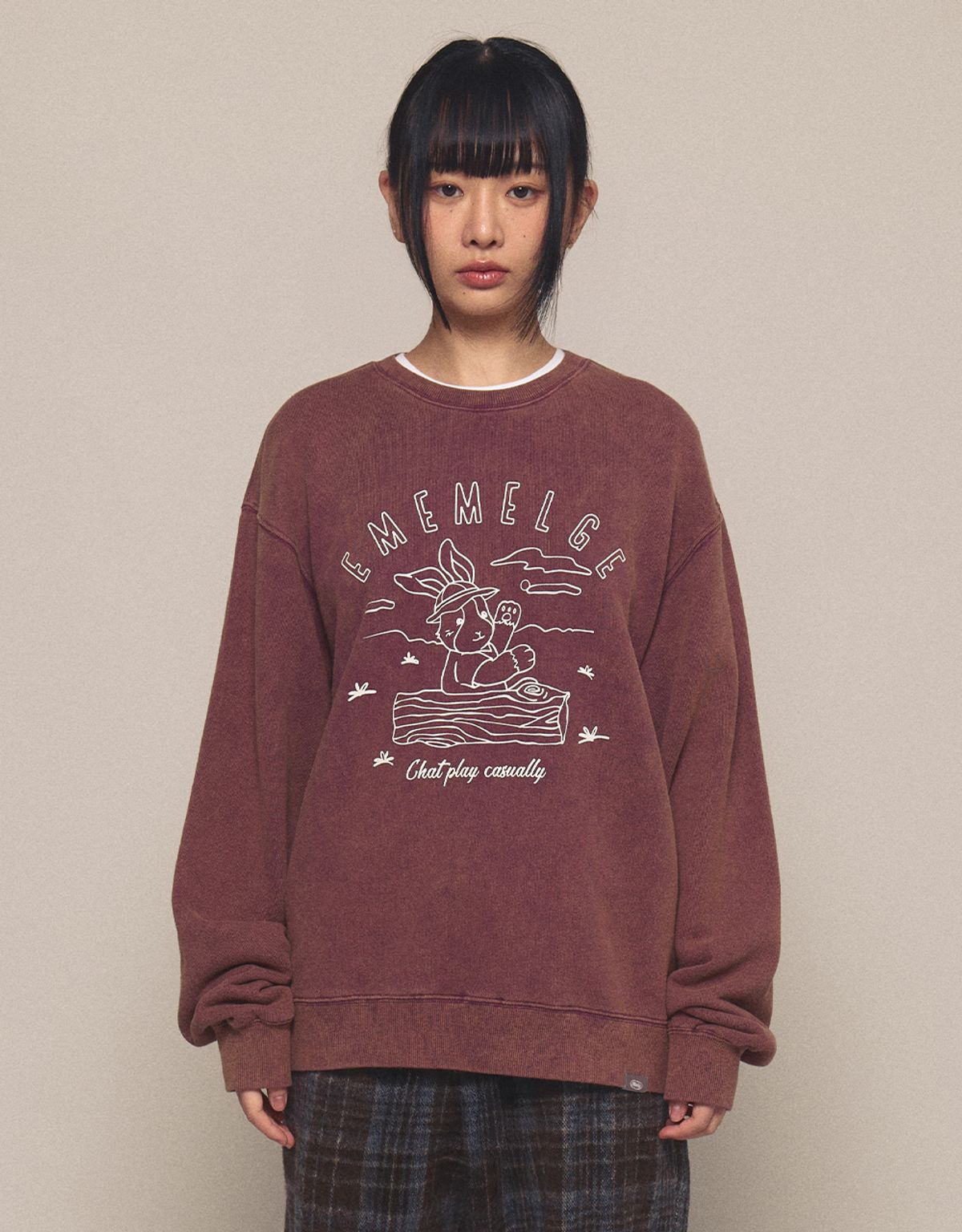 엠엠엘지(MMLG) [Mmlg] WASHED MELGE HIKING SWEAT (GRAPE JUICE)