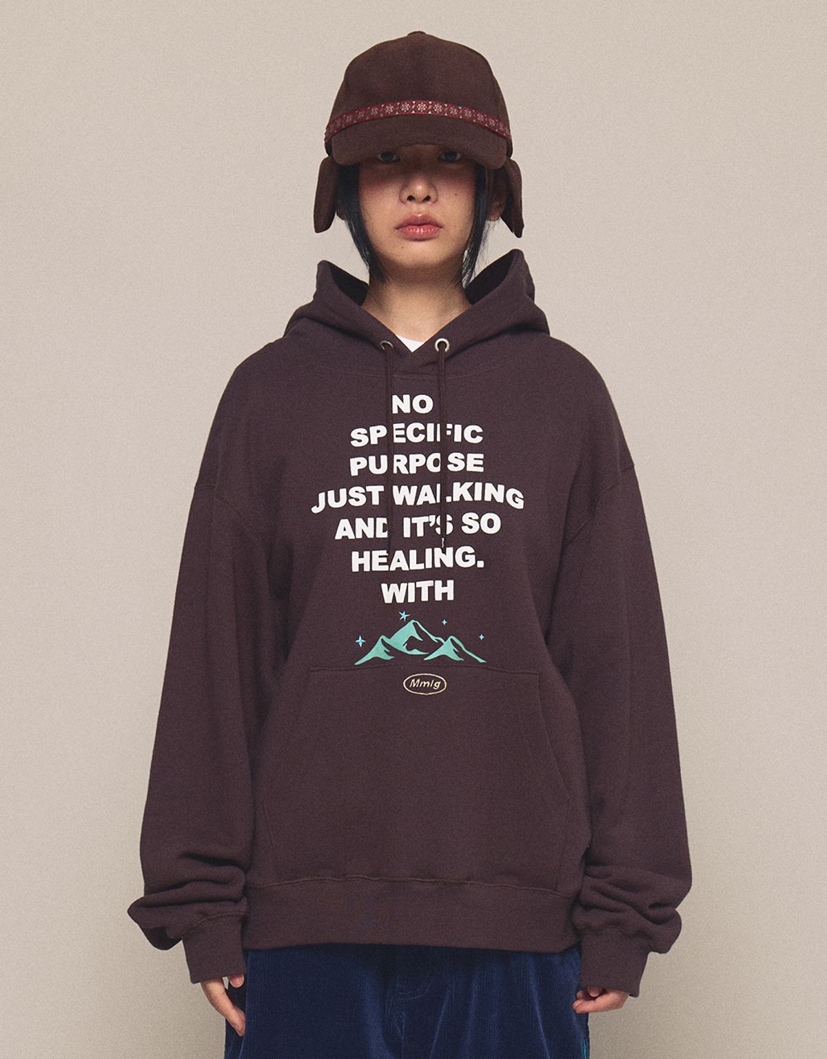 엠엠엘지(MMLG) [Mmlg] JUST WALKING HOODIE (WOODY BROWN)