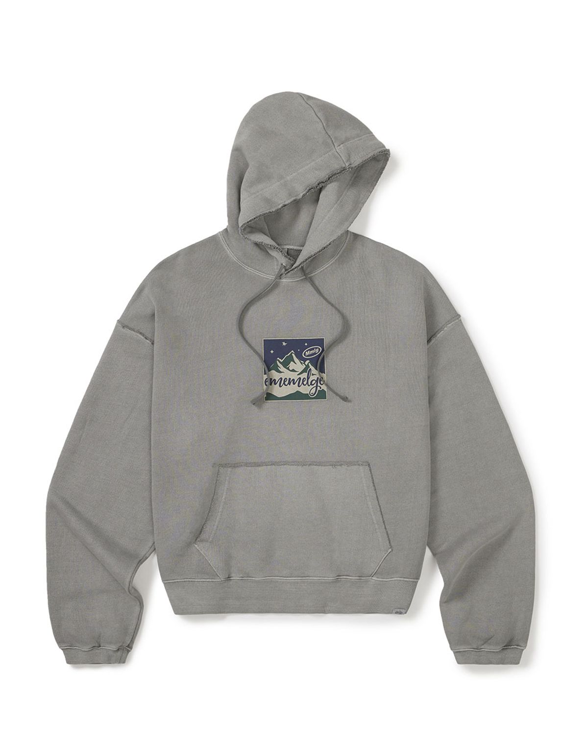 엠엠엘지(MMLG) [Mmlg] DYED DAMAGE EM MOUNTAIN HOODIE (CHARCOAL)