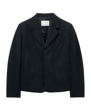 STRUCTURED WOOL SINGLE JACKET (BLACK)