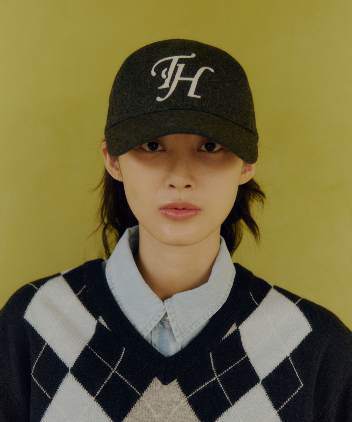 트래픽하모니(TRAFFIC HARMONY) WOOL BLEND TH APPLIQUE LOGO DEEP-FIT BALLCAP_GREY