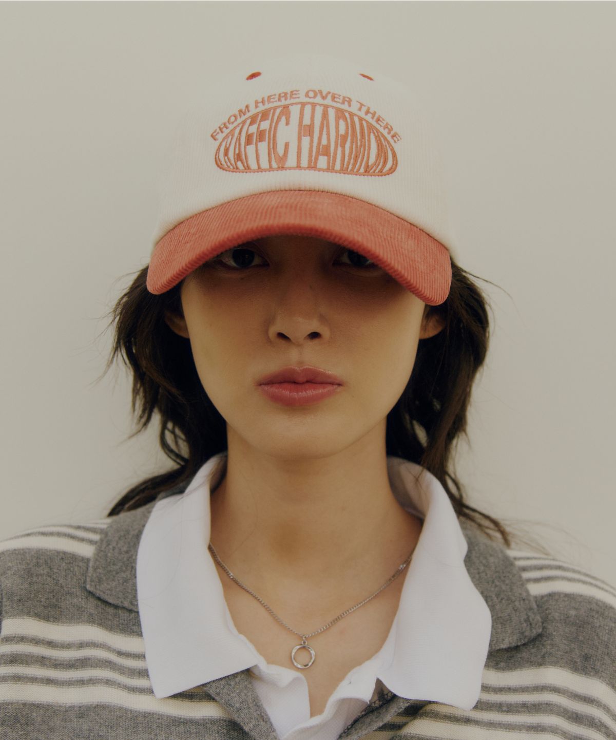 트래픽하모니(TRAFFIC HARMONY) CORDUROY ROUND LOGO DEEP-FIT BALLCAP_ORANGE