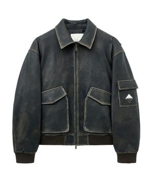 MILITARY FLIGHT LEATHER JACKET (GRAY / LAMBSKIN)