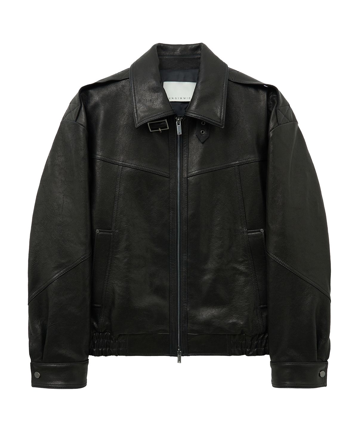 언지미크(UNGIMMICK) SHRUNKEN NAPPA LEATHER JACKET (BLACK / LAMBSKIN)