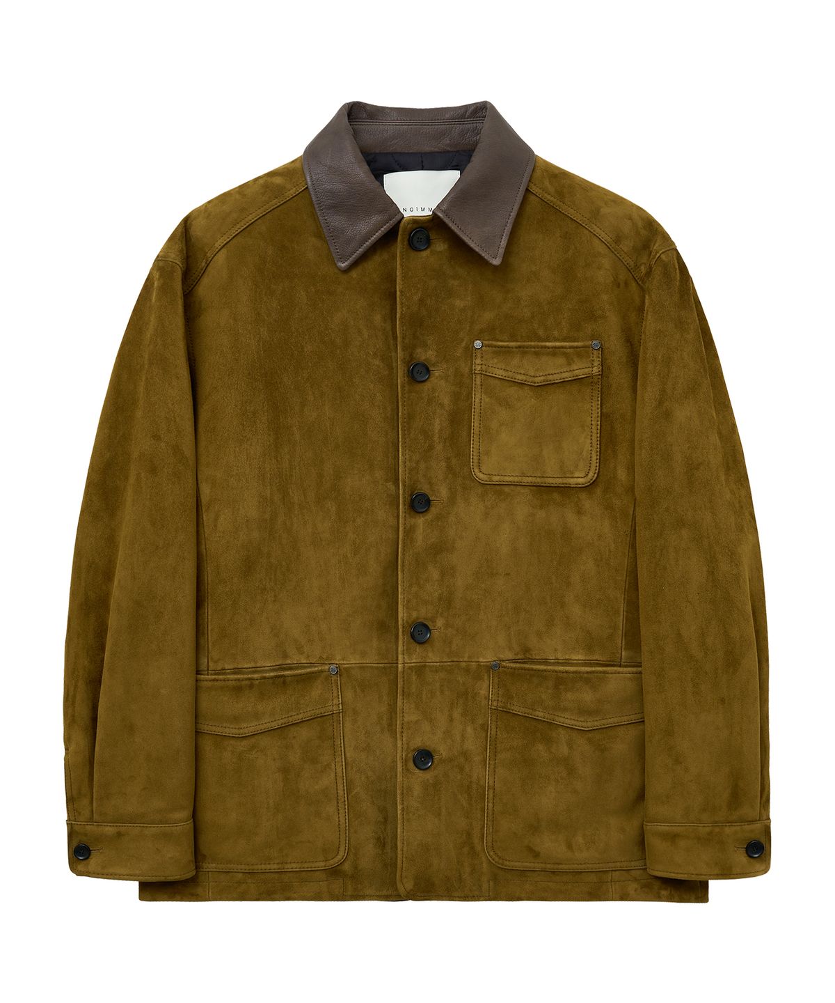 언지미크(UNGIMMICK) UTILITY SUEDE JACKET (MUSTARD GREEN / GOATSKIN)