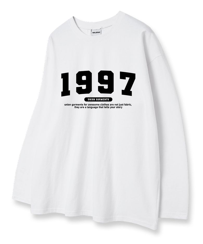 1997넘버로고 루즈핏 긴팔 티셔츠 화이트 [베이직or시보리]