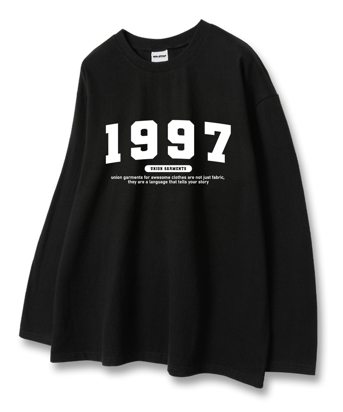 유니온가먼츠(UNION GARMENTS) 1997넘버로고 루즈핏 긴팔 티셔츠 블랙 [베이직or시보리]