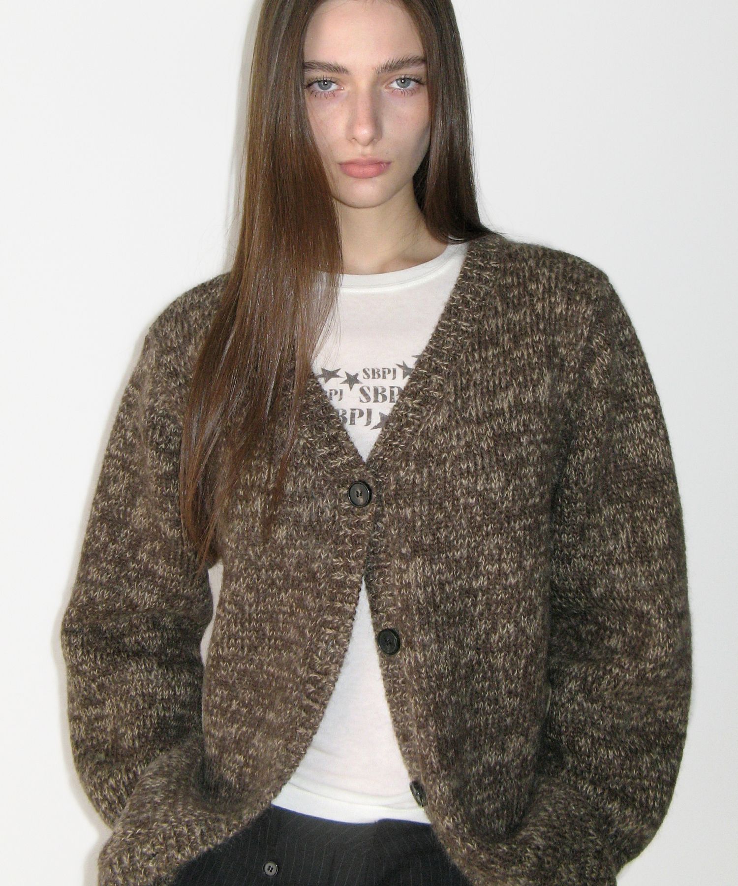 MUSINSA公式 | SUNBURNPROJECT Mohair Blended Overfit Cardigan, BROWN