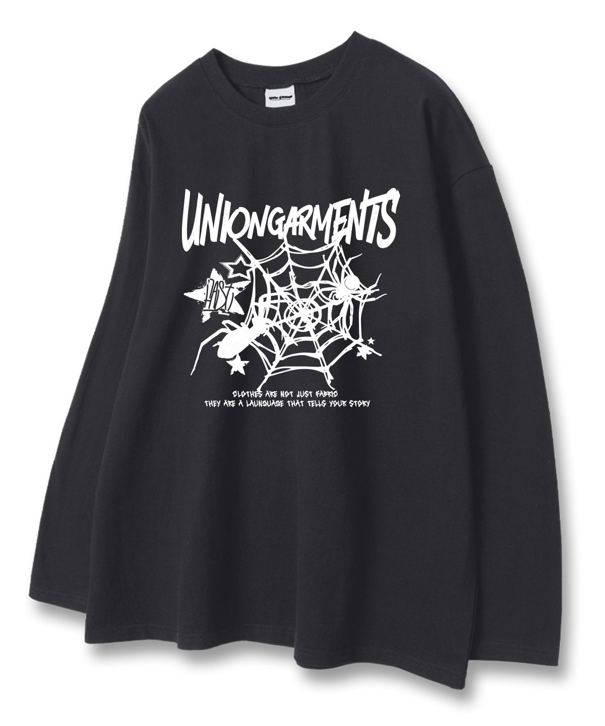 유니온가먼츠(UNION GARMENTS) 스파이더 루즈핏 긴팔 티셔츠 다크그레이 [베이직or시보리]