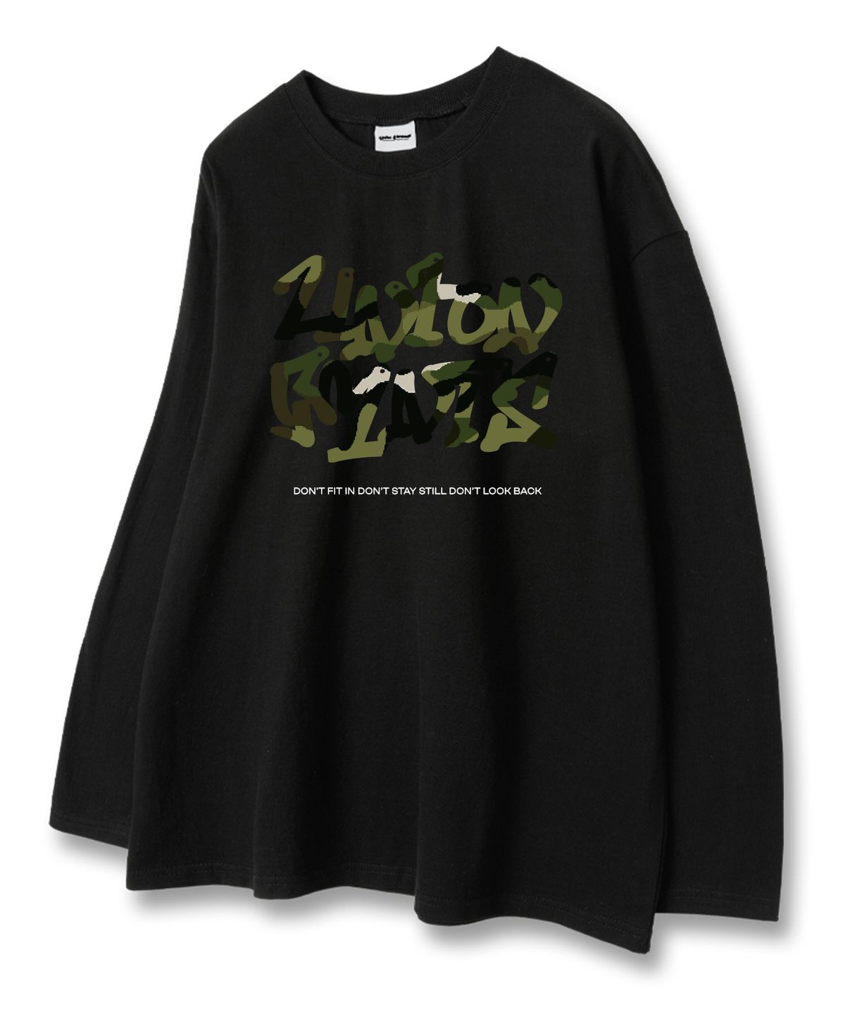 유니온가먼츠(UNION GARMENTS) 밀리메리아로고 루즈핏 긴팔 티셔츠 블랙 [베이직or시보리]