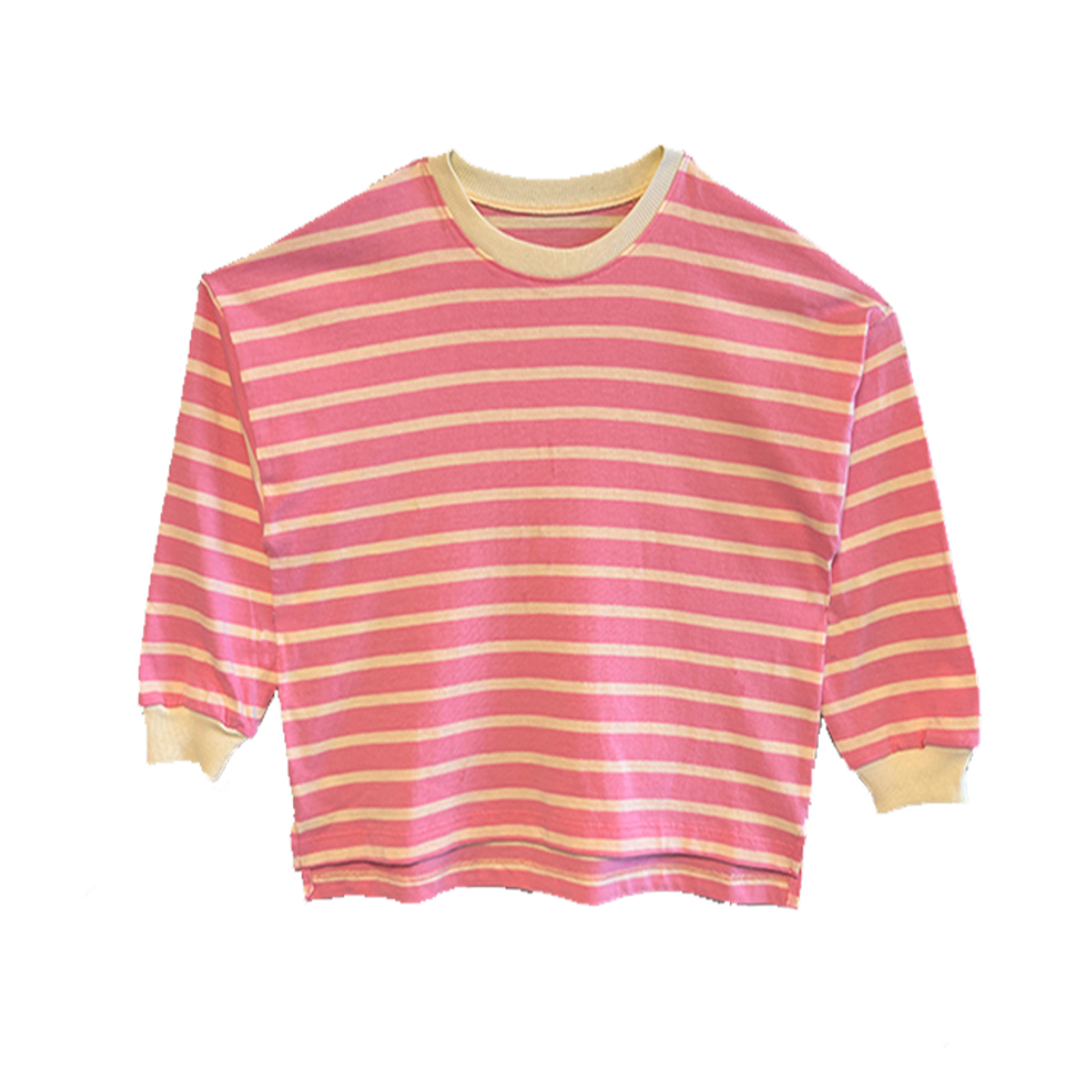 라메종드도도(LA MAISON DE DODO) DODO BASIC Oversized Stripe T Shirt (Pink/Yellow)_긴팔티셔츠
