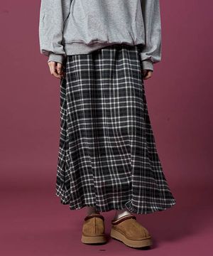 클래식 기모 도톰 체크 밴딩 롱스커트 [BLACK] 가을 겨울 ver.