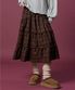 도톰 체크 레이스 미디 플레어 롱스커트 [Wine_red] 가을 겨울 ver.